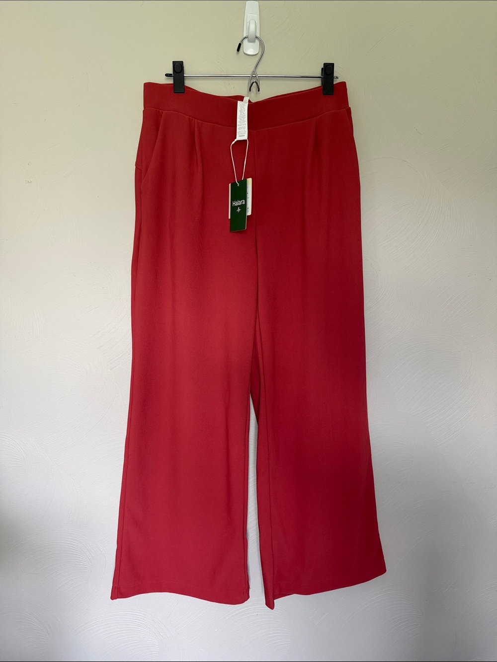 HALARA Petite High Waisted Wide Leg Micro Waffle Etruscan Red Pants